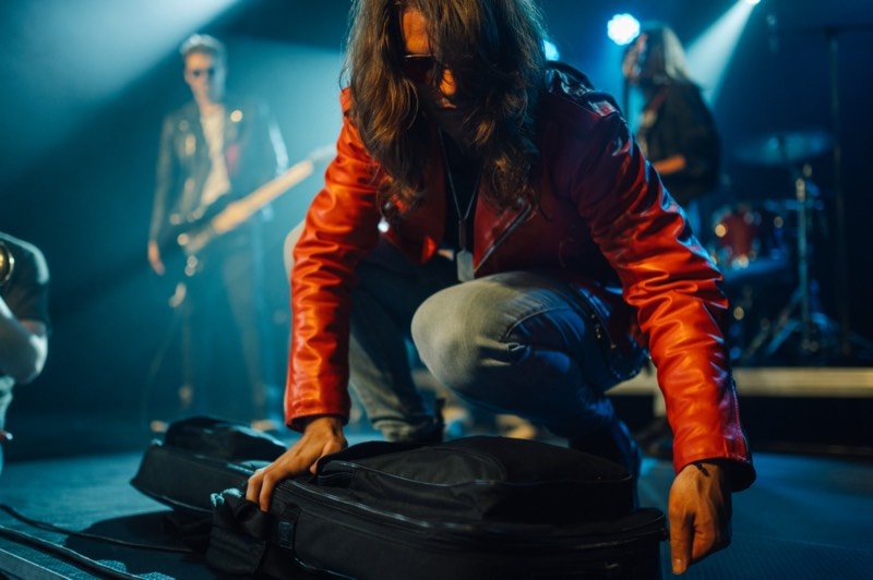 Artist preparing backstage before a show